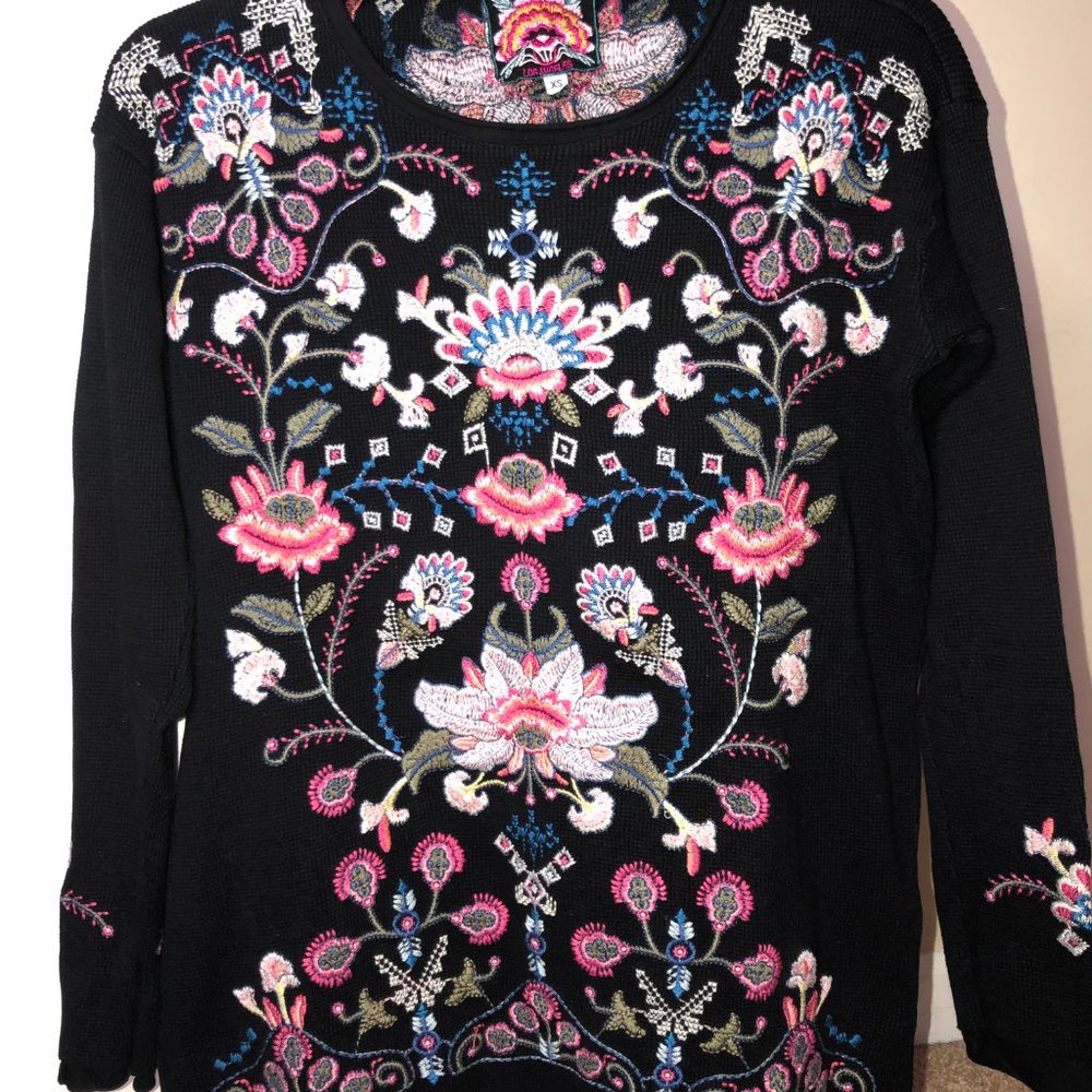 Johnny Was Embroidered Sweatshirt